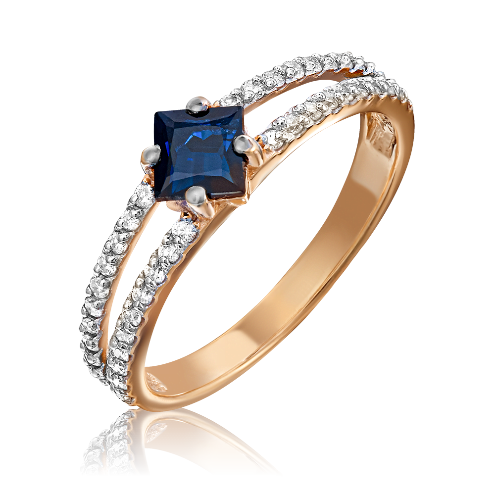 Кольцо из красного золота с сапфиром и бриллиантами 01-1478-00-105-1110-30