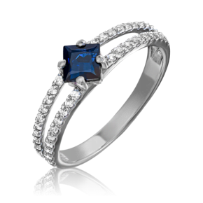Кольцо из белого золота с сапфиром и бриллиантами 01-1478-00-105-1120-30