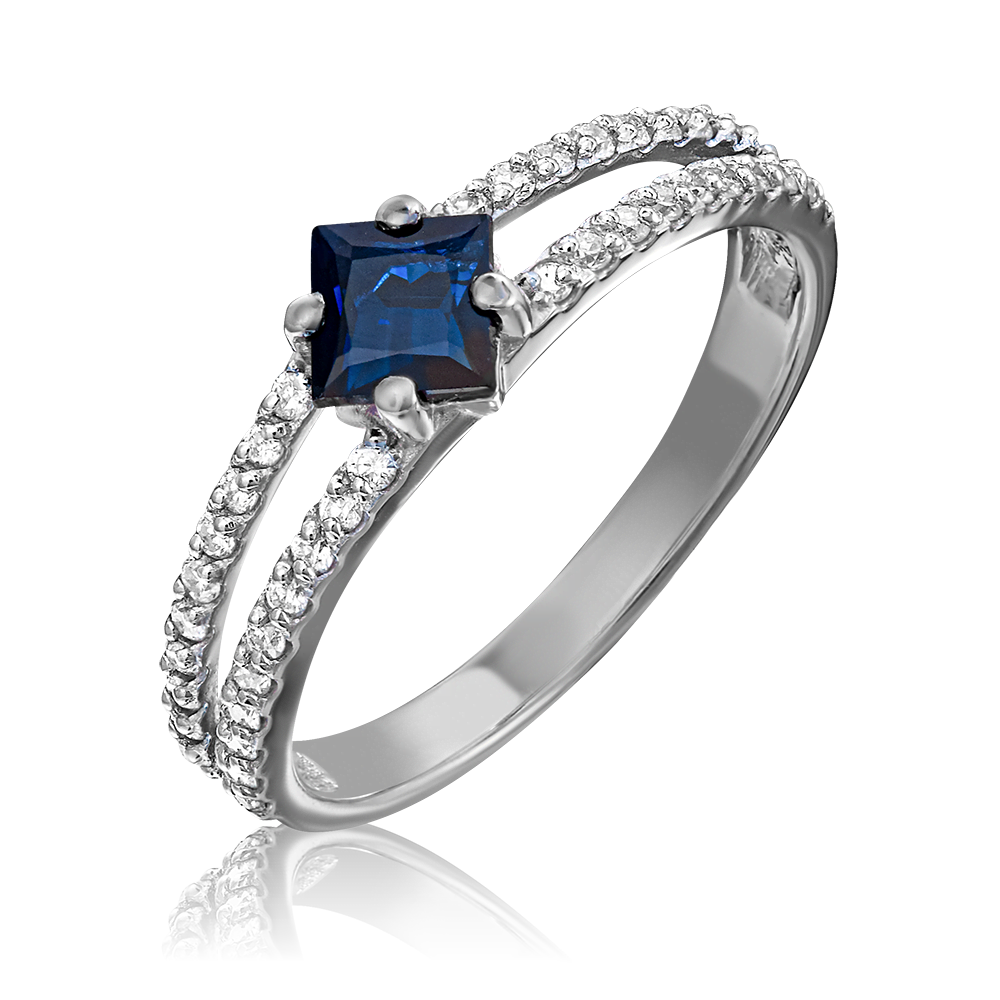 Кольцо из белого золота с сапфиром и бриллиантами 01-1478-00-105-1120-30