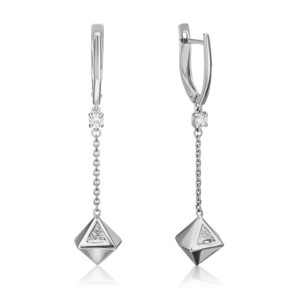 Серьги с английским замком из белого золота с фианитами 02-4590-00-501-1120-38