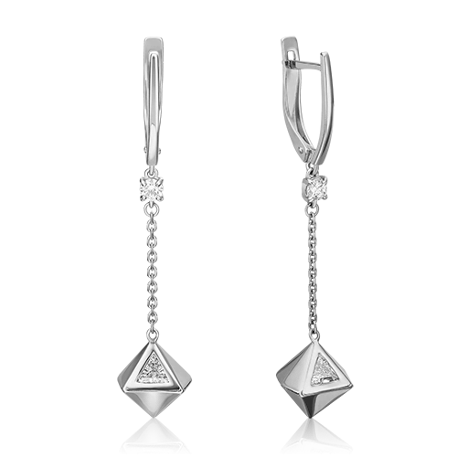 Серьги с английским замком из белого золота с фианитами 02-4590-00-501-1120-38