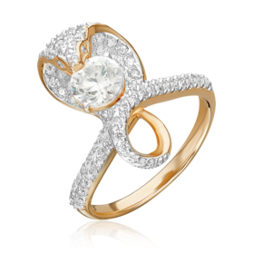 Кольцо «Кобра» из красного золота с фианитами 01-4346-00-401-1110-24