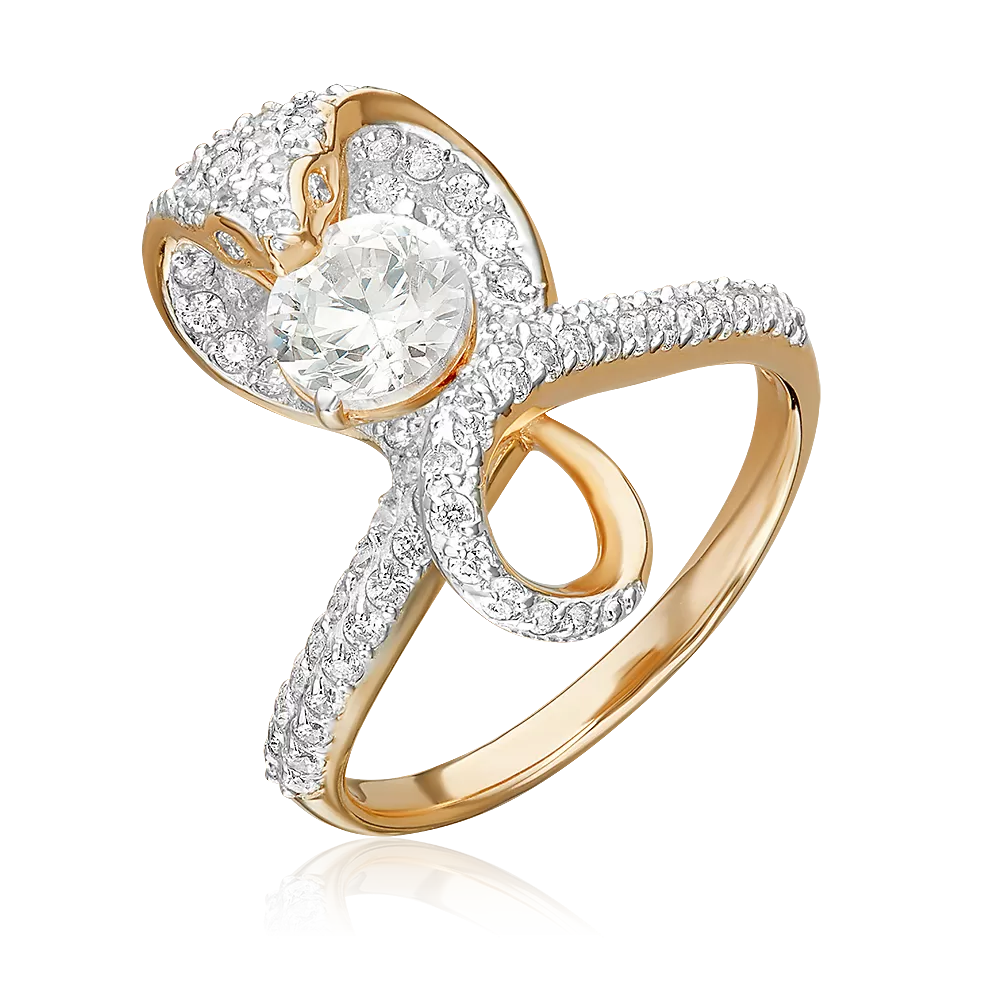 Кольцо «Кобра» из красного золота с фианитами 01-4346-00-401-1110-24