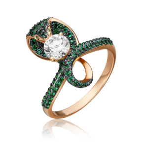 Кольцо «Кобра» из красного золота с фианитами 01-4346-00-404-1110-24