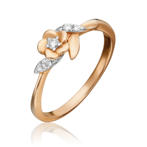 Кольцо «Цветок» из красного золота с бриллиантами 01-1613-00-101-1110-30