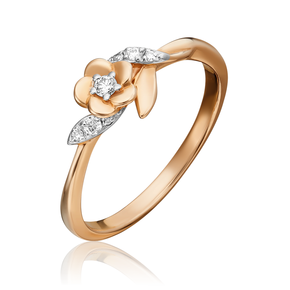 Кольцо «Цветок» из красного золота с бриллиантами 01-1613-00-101-1110-30