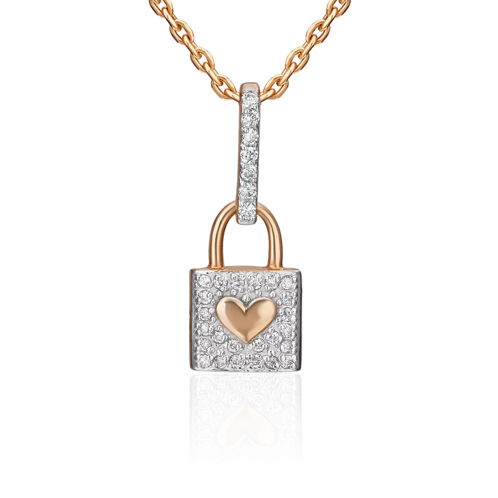 Подвеска «Замочек» из красного золота с бриллиантами 03-0562-00-101-1110-30