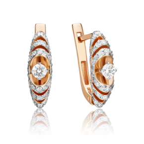 Серьги с английским замком из комбинированного золота с бриллиантами 02-3446-00-101-1111-30