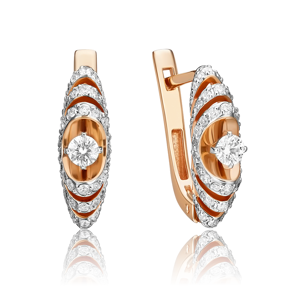 Серьги с английским замком из комбинированного золота с бриллиантами 02-3446-00-101-1111-30