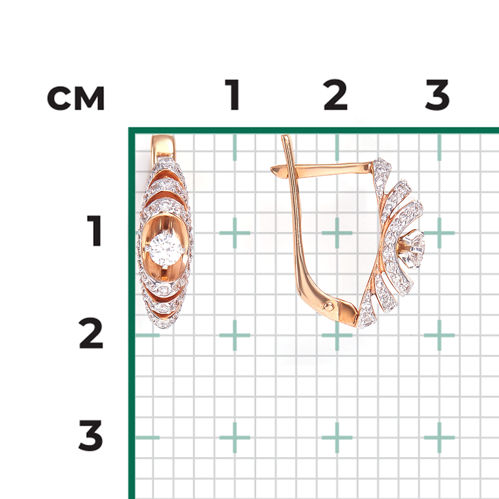 Серьги с английским замком из комбинированного золота с бриллиантами 02-3446-00-101-1111-30