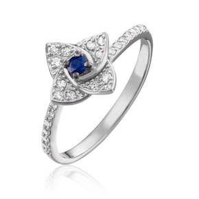 Кольцо из белого золота с сапфиром и бриллиантами 01-1575-00-105-1120-30