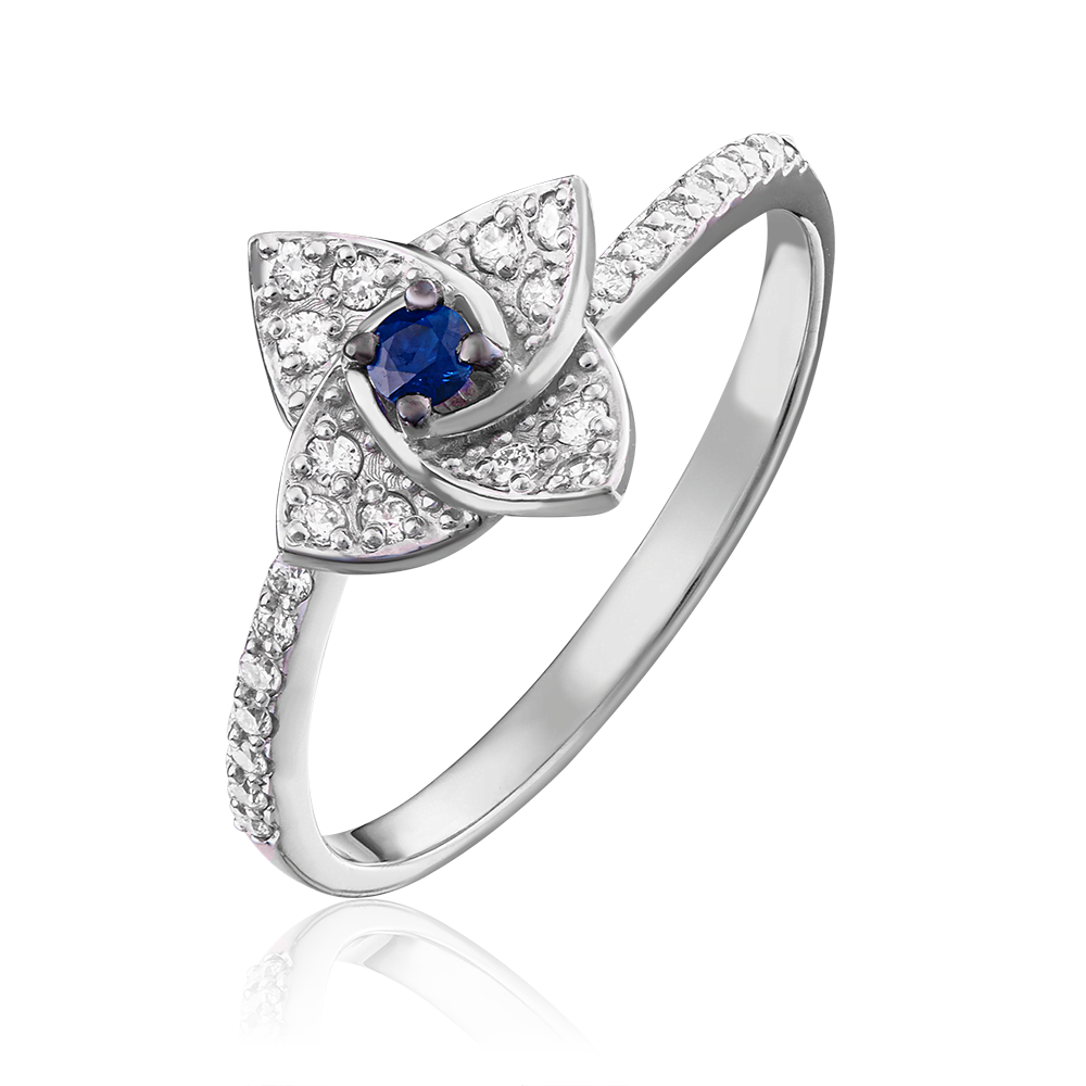 Кольцо из белого золота с сапфиром и бриллиантами 01-1575-00-105-1120-30