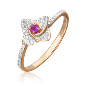 Кольцо из красного золота с рубином и бриллиантами 01-1575-00-107-1110-30