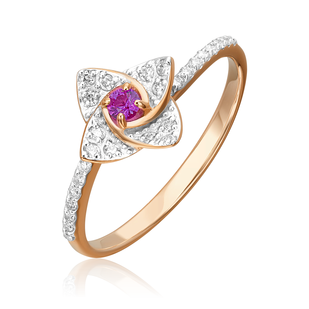 Кольцо из красного золота с рубином и бриллиантами 01-1575-00-107-1110-30