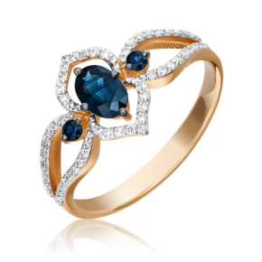 Кольцо из красного золота с сапфирами и бриллиантами 01-1576-00-105-1110-30