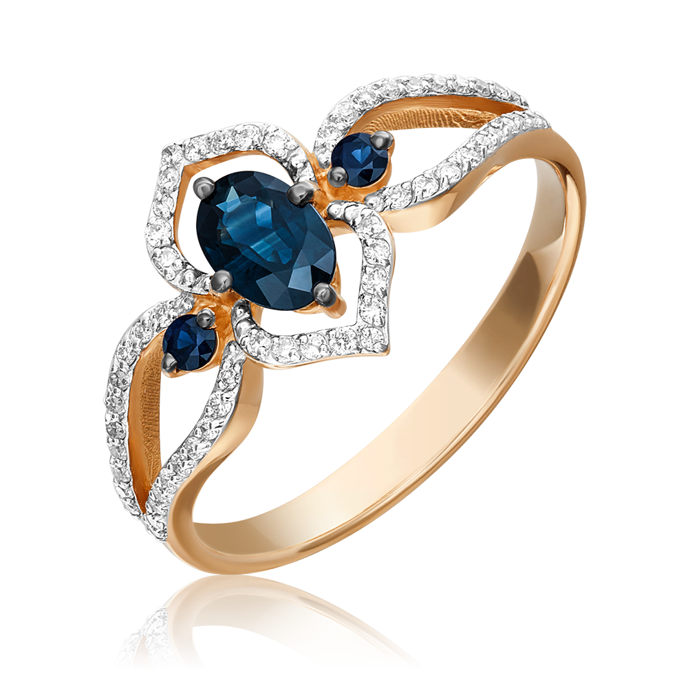 Кольцо из красного золота с сапфирами и бриллиантами 01-1576-00-105-1110-30