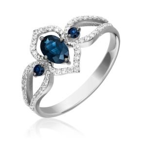 Кольцо из белого золота с сапфирами и бриллиантами 01-1576-00-105-1120-30
