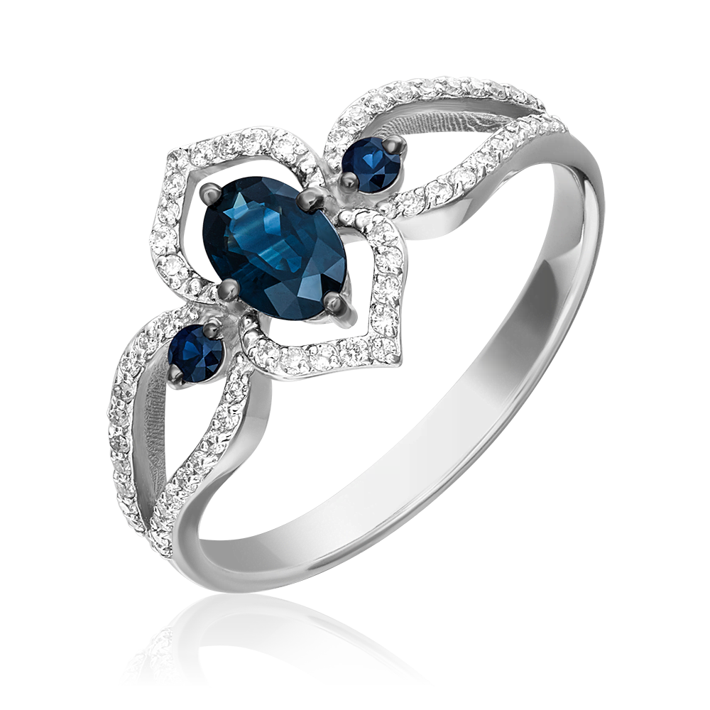 Кольцо из белого золота с сапфирами и бриллиантами 01-1576-00-105-1120-30