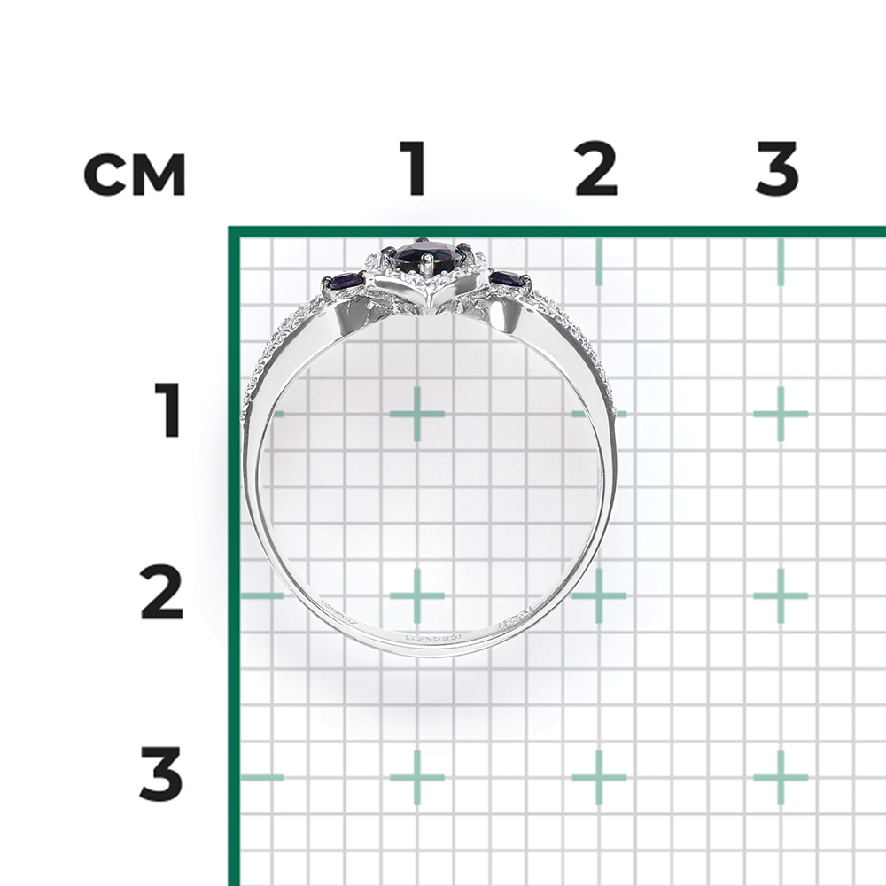 Кольцо из белого золота с сапфирами и бриллиантами 01-1576-00-105-1120-30