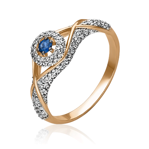 Кольцо из красного золота с сапфиром и бриллиантами 01-1577-00-105-1110-30