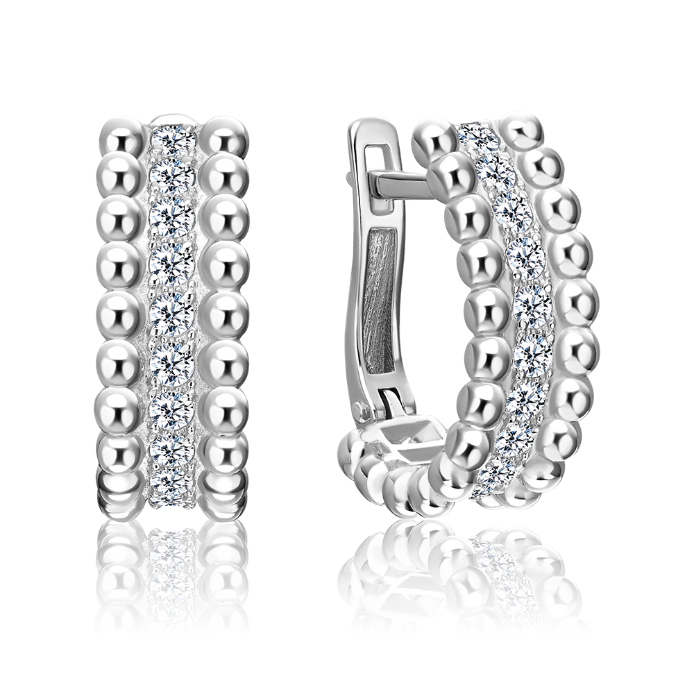 Серьги с английским замком из серебра с фианитами 02-5567-00-401-0200