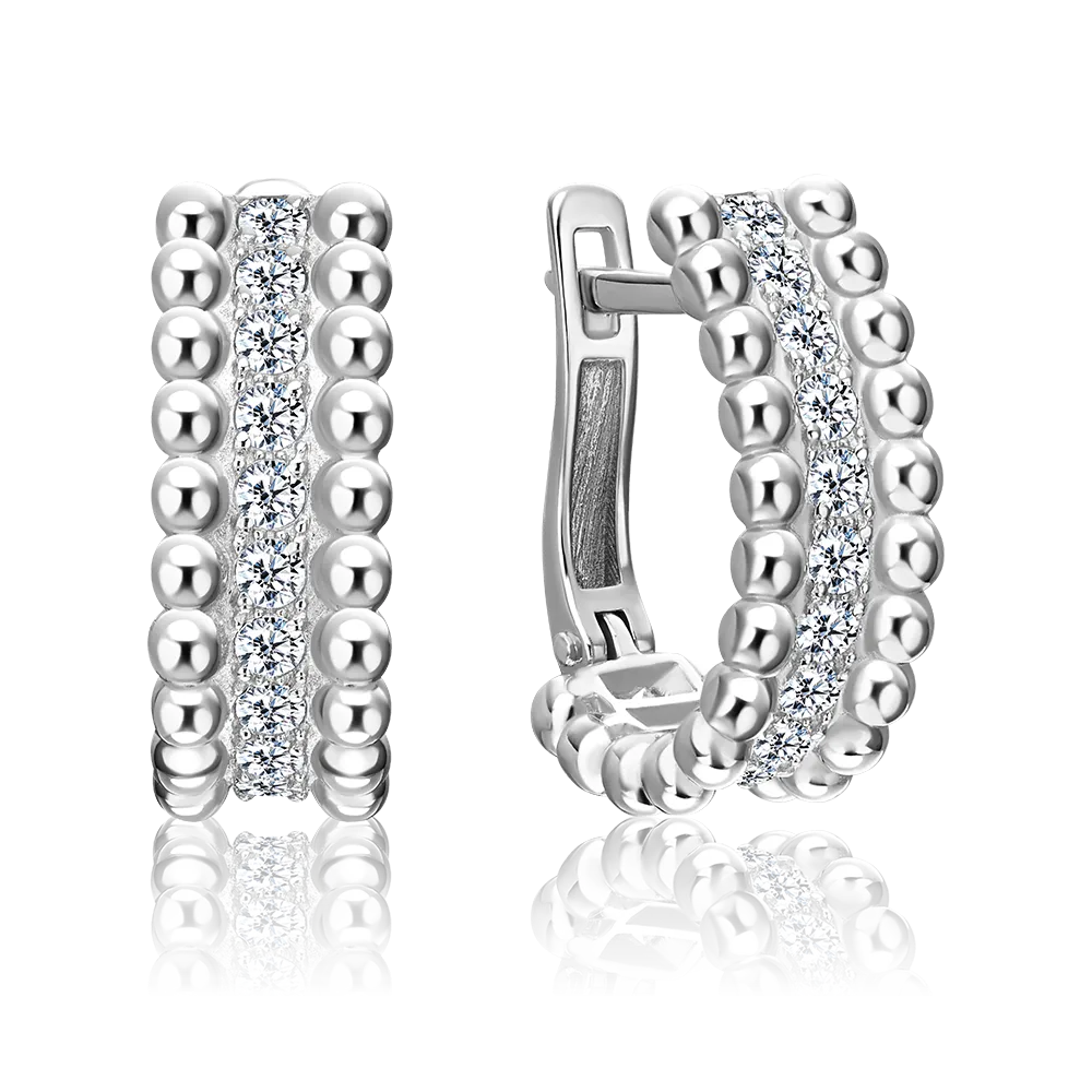 Серьги с английским замком из серебра с фианитами 02-5567-00-401-0200