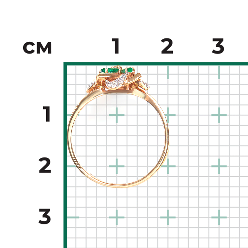 Кольцо из красного золота с изумрудами и бриллиантами 01-1573-00-106-1110-30