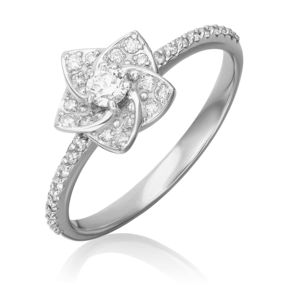 Кольцо «Цветок» из белого золота с бриллиантами 01-1574-00-101-1120-30
