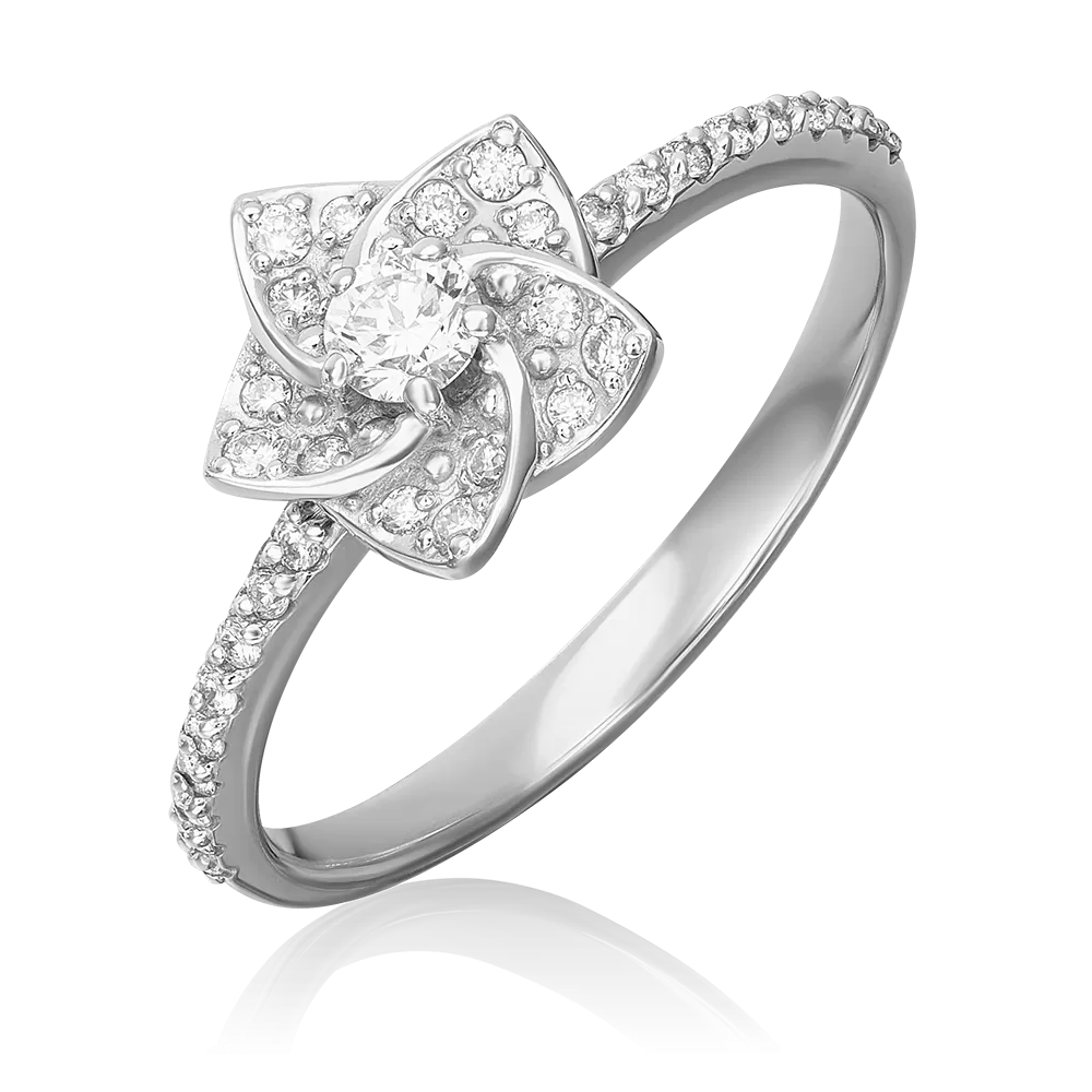 Кольцо «Цветок» из белого золота с бриллиантами 01-1574-00-101-1120-30
