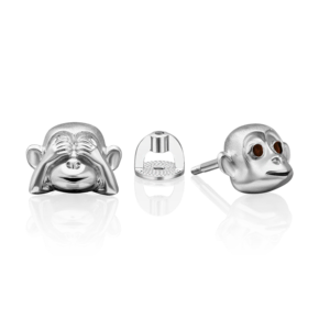 Серьги-пусеты «Обезьяны» из серебра с эмалью 02-5116-00-000-0200