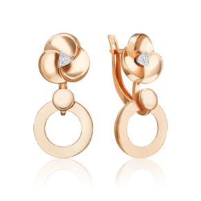 Серьги с английским замком из комбинированного золота с бриллиантами 02-5014-00-101-1111