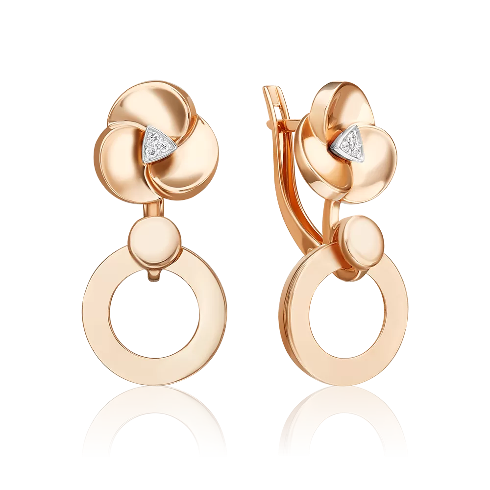 Серьги с английским замком из комбинированного золота с бриллиантами 02-5014-00-101-1111