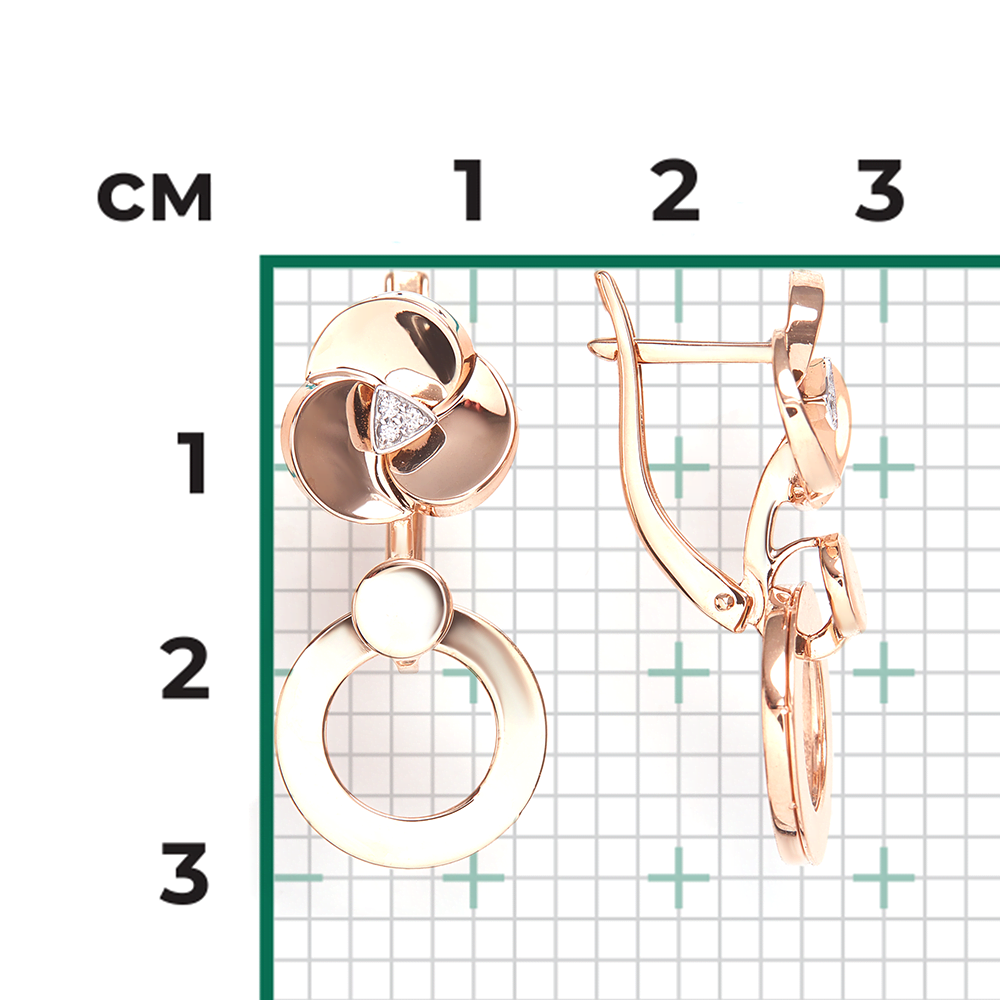 Серьги с английским замком из комбинированного золота с бриллиантами 02-5014-00-101-1111