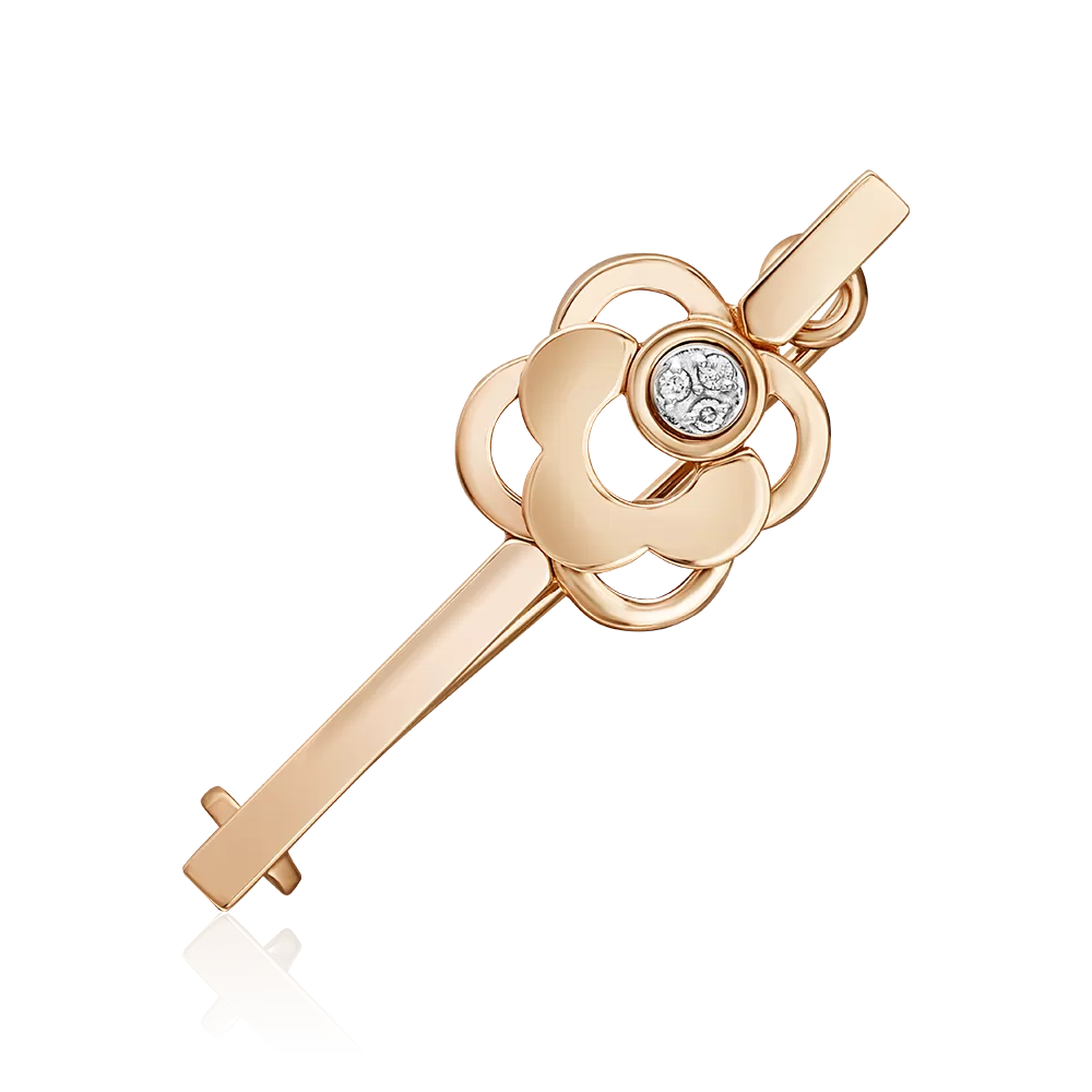 Брошь из комбинированного золота с бриллиантами 04-0272-00-101-1111