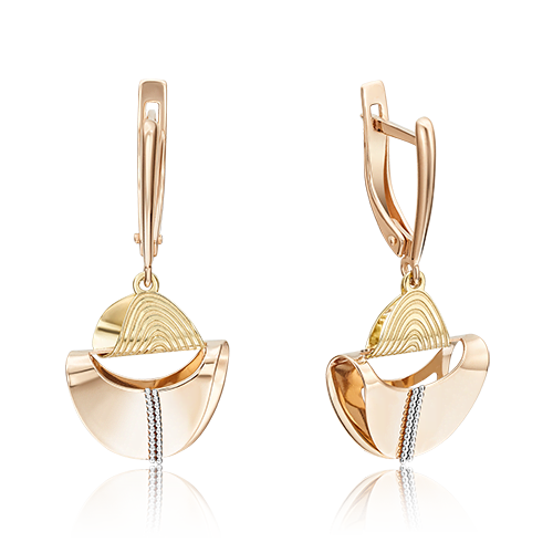 Серьги с английским замком из комбинированного золота 02-4011-00-000-1113-65
