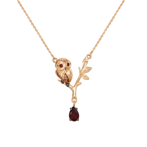 Колье «Совёнок» из красного золота с гранатом и эмалью 07-0242-00-204-1110-57