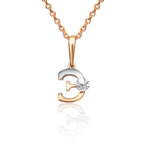 Подвеска «Буква Э» из комбинированного золота с фианитом 03-3119-Э-401-1111