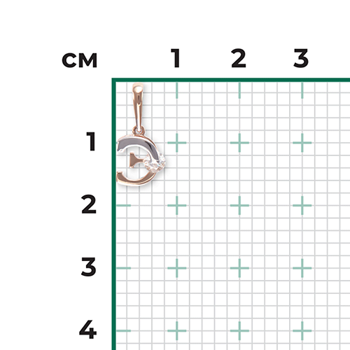 Подвеска «Буква Э» из комбинированного золота с фианитом 03-3119-Э-401-1111