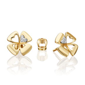 Серьги-пусеты «Клевер. Незабываемые моменты» из комбинированного золота с бриллиантами 02-4821-00-101-1121