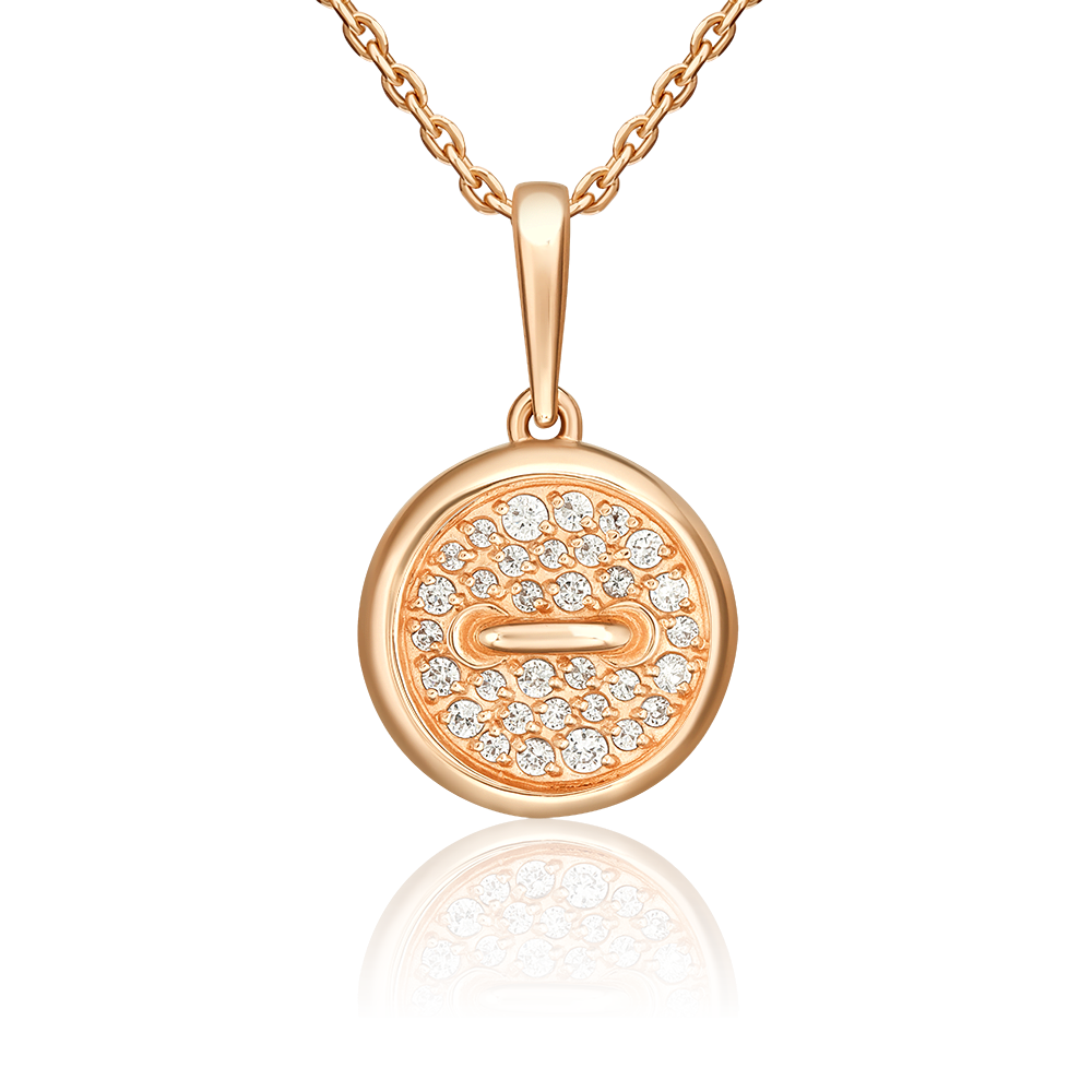 Подвеска «Пуговица» из красного золота с фианитами 03-3635-00-401-1110