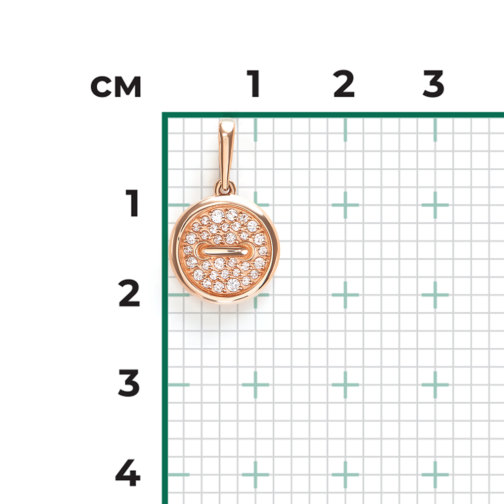 Подвеска «Пуговица» из красного золота с фианитами 03-3635-00-401-1110