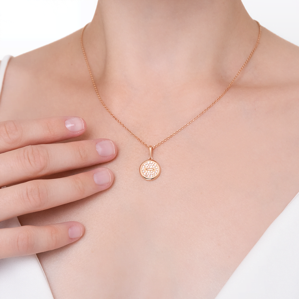 Подвеска «Пуговица» из красного золота с фианитами 03-3635-00-401-1110