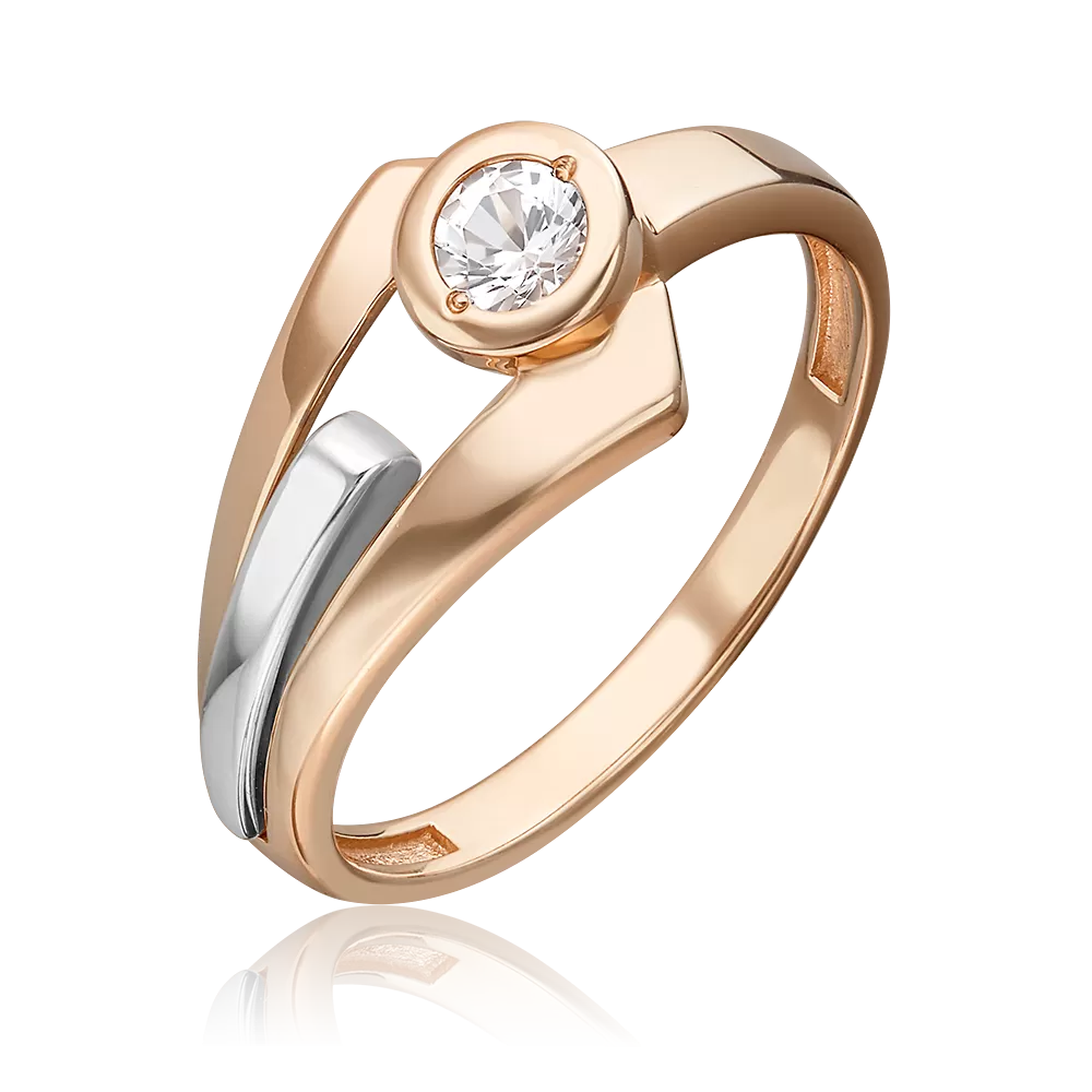 Кольцо из комбинированного золота с натуральным топазом white 01-5619-00-201-1111