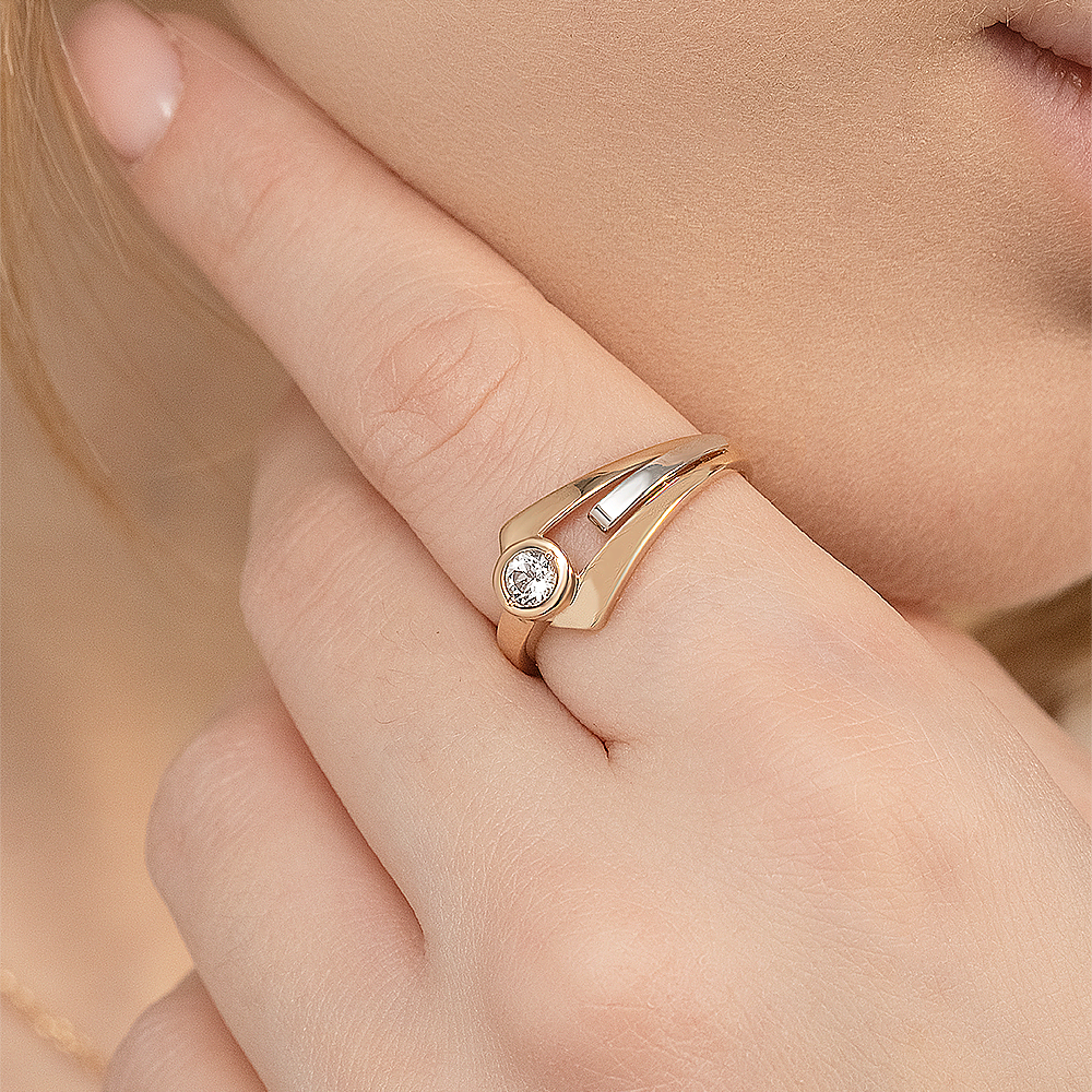 Кольцо из комбинированного золота с натуральным топазом white 01-5619-00-201-1111