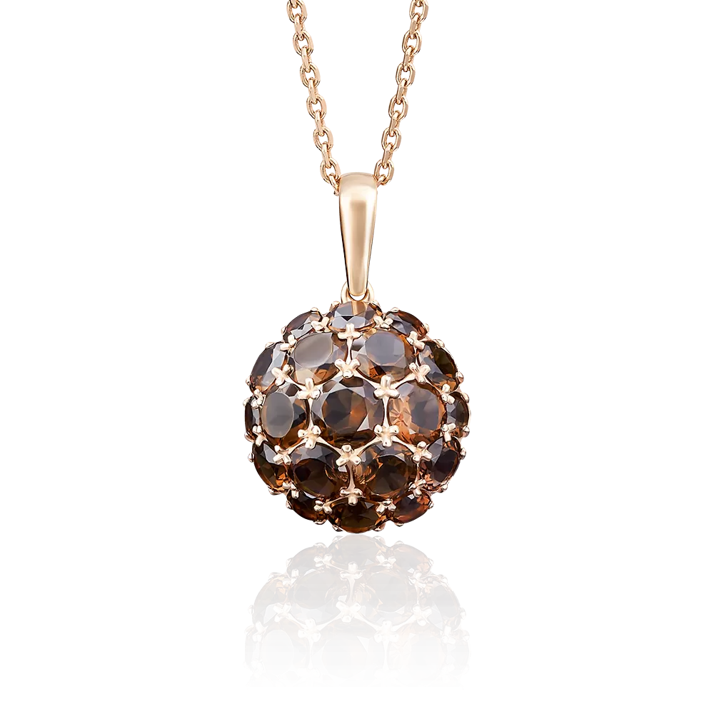 Подвеска из красного золота с кварцем дымчатым 03-2277-00-202-1110-46