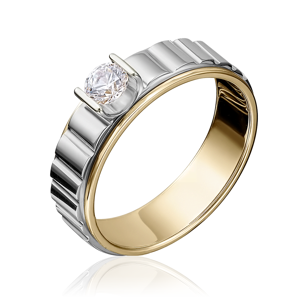 Кольцо из комбинированного золота с фианитом 01-5114-00-501-1121-38