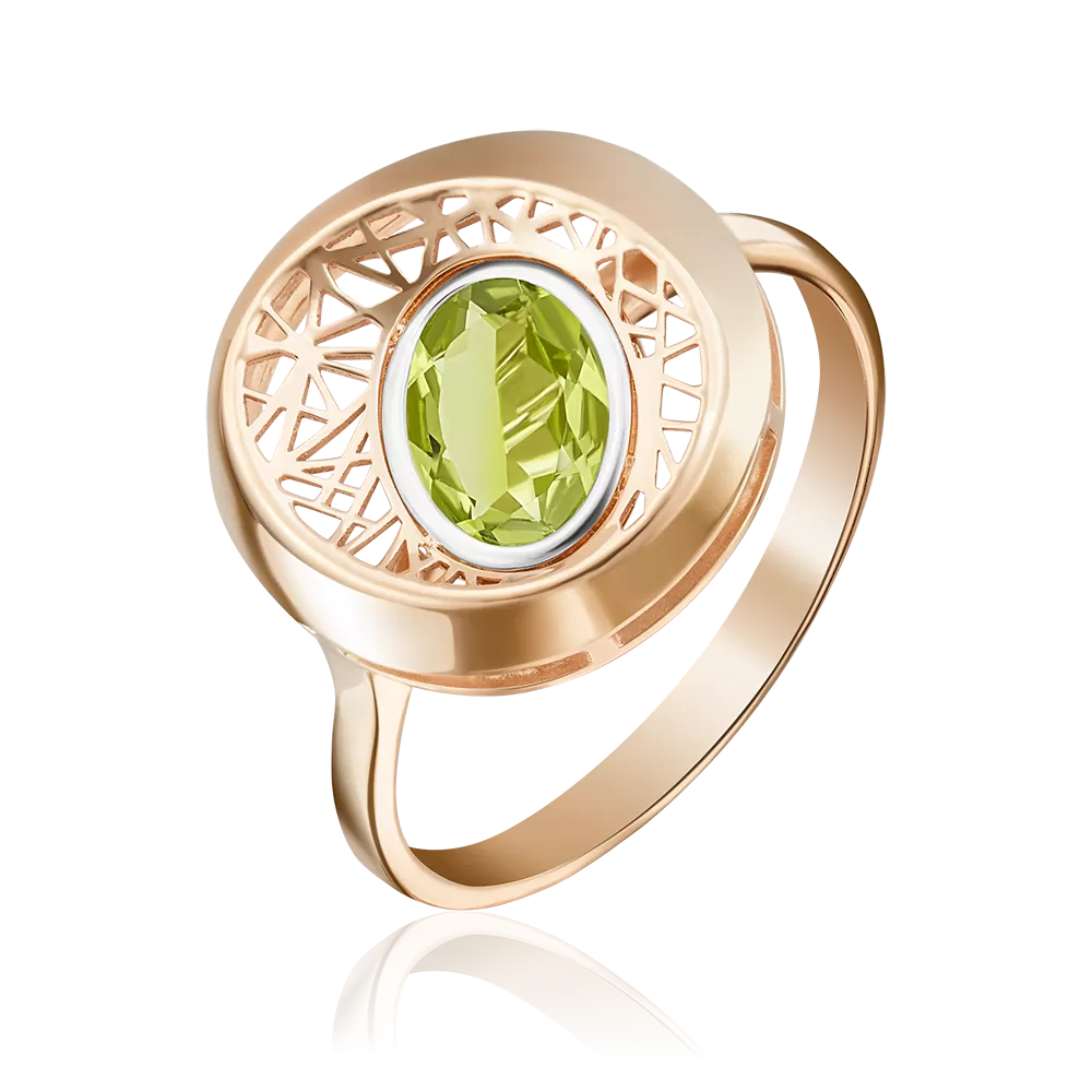 Кольцо из красного золота с хризолитом 01-5091-00-205-1110-57