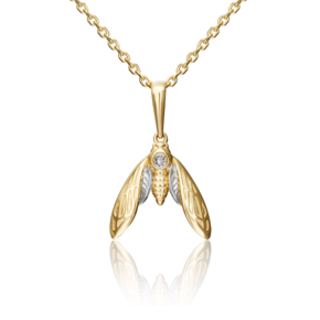 Подвеска «Мотылёк» из лимонного золота с фианитом