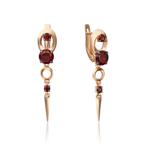 Серьги с английским замком из красного золота с гранатами 02-4526-00-204-1110-57