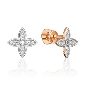 Серьги-пусеты из красного золота с бриллиантами 02-5617-00-101-1110